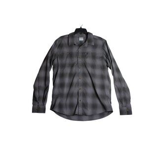 Columbia L/S Vented Black Grey Plaid Outdoor Fishing Shirt Mens Large